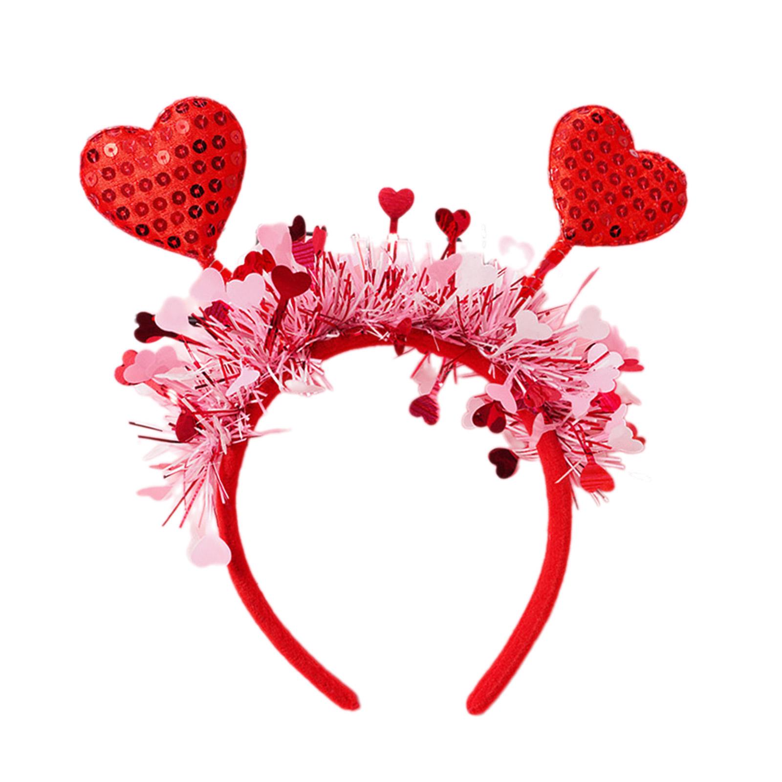 

Valentines Day Headband for Woman with Sequins Heart Delicate Headbands Anti Slip Headbands Sweet Girls Prom Supplies A