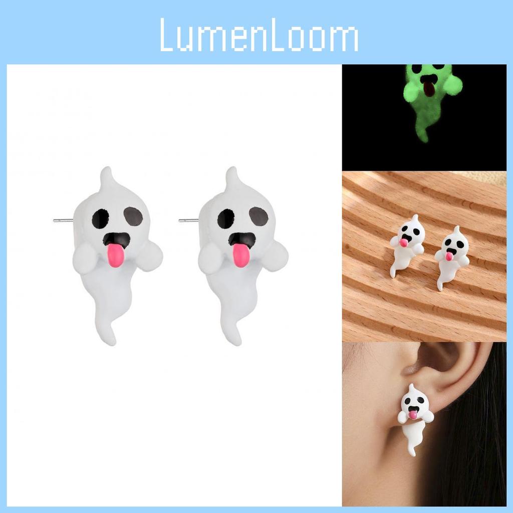 Halloween Ghost Elegant Earrings Striking Glow In The Dark Charming Alloy Ear Studs Women For