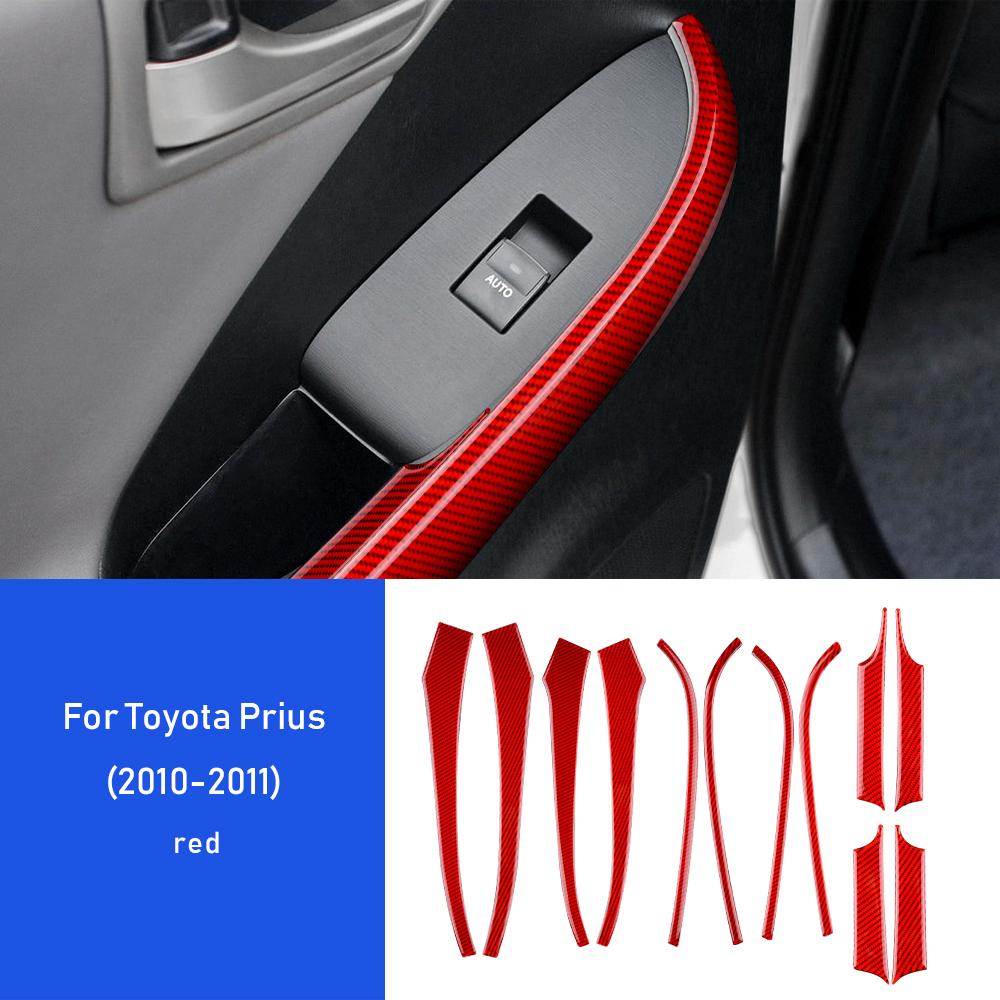 Real Soft Carbon Fiber For Toyota Prius 2010 2011 Door Window Switch Button Interior Trim Panel Car Sticker Accessories.