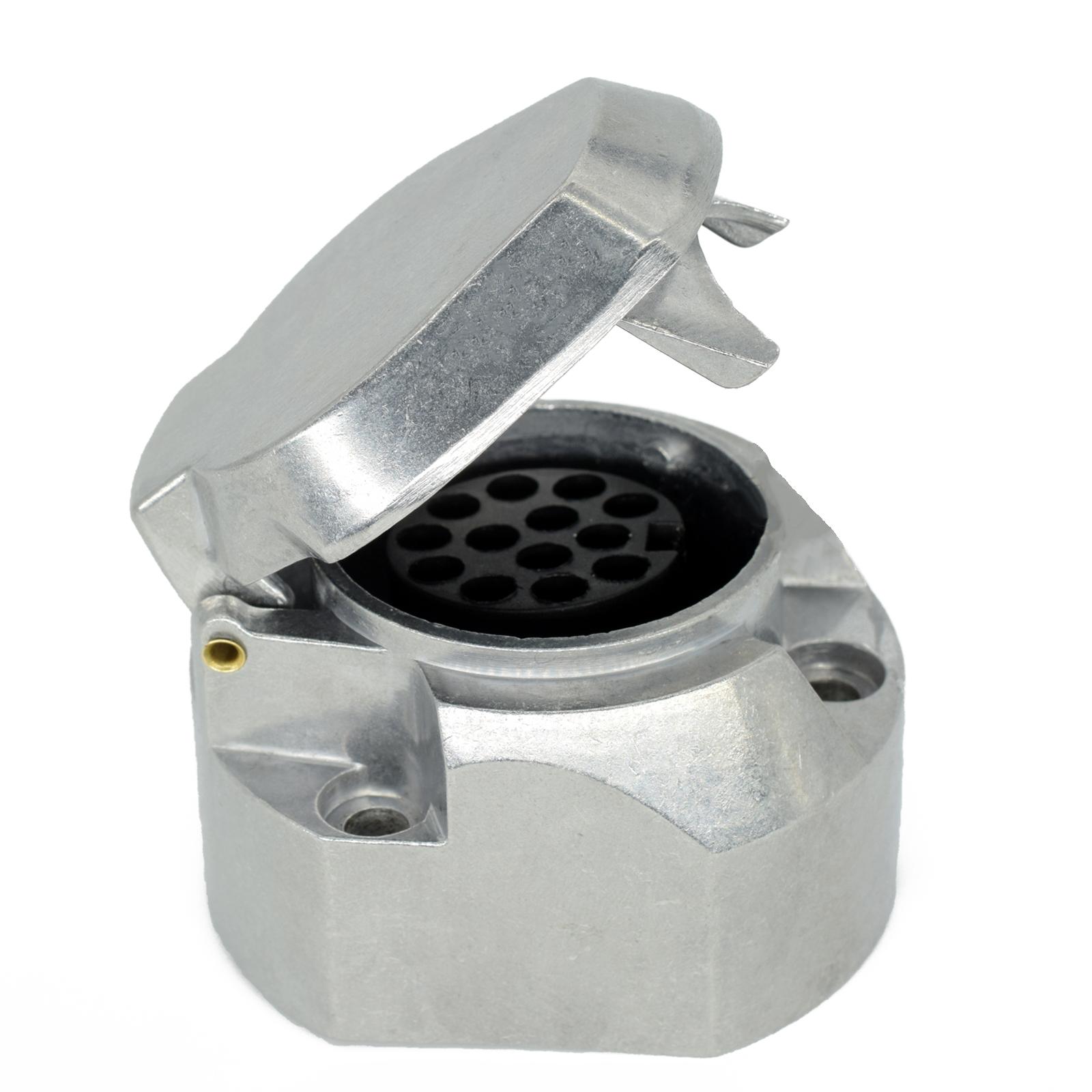 

13-контактный, 12 В, прочный алюминиевый евророзеток для прицепа, водонепроницаемая сменная розетка с крышкой, электрический разъем для прицепа и лодки серебряный