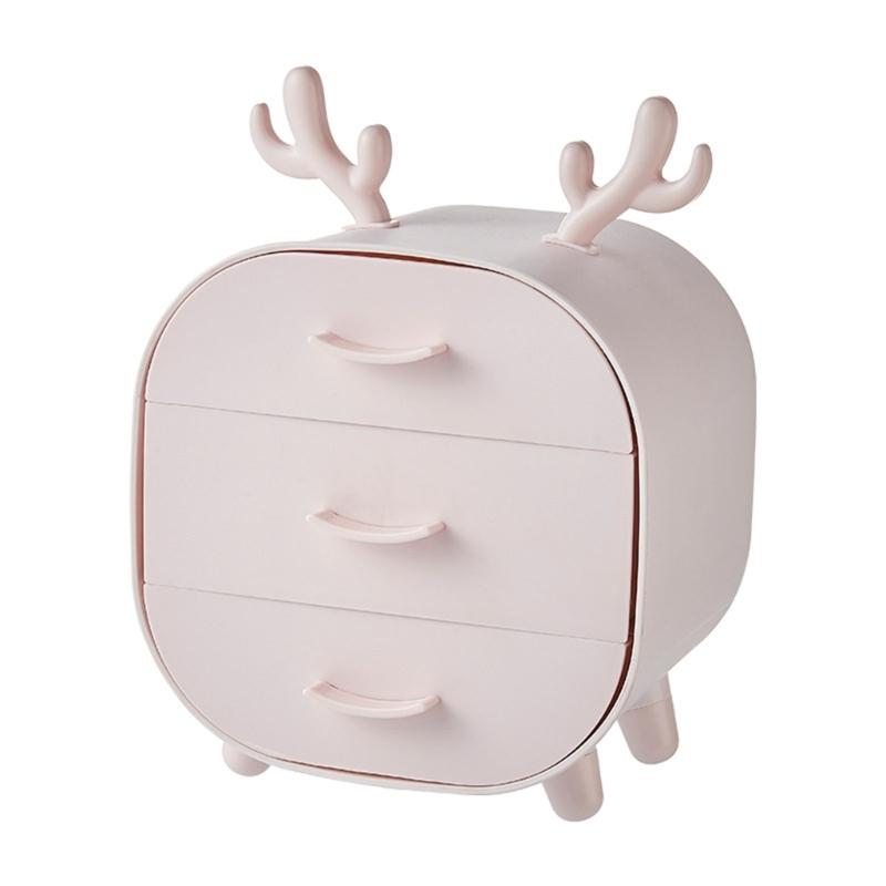 

Desktop Storage Box Makeup Organizer Multiple Compartments Lightweighted for Office Desk Accessories розовый