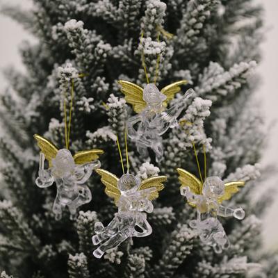 Weihnachtsdekoration, goldene Flügel, transparenter Engel, hängender Ornament-Anhänger für Weihnachtsbaum, Neujahrsparty-Dekore