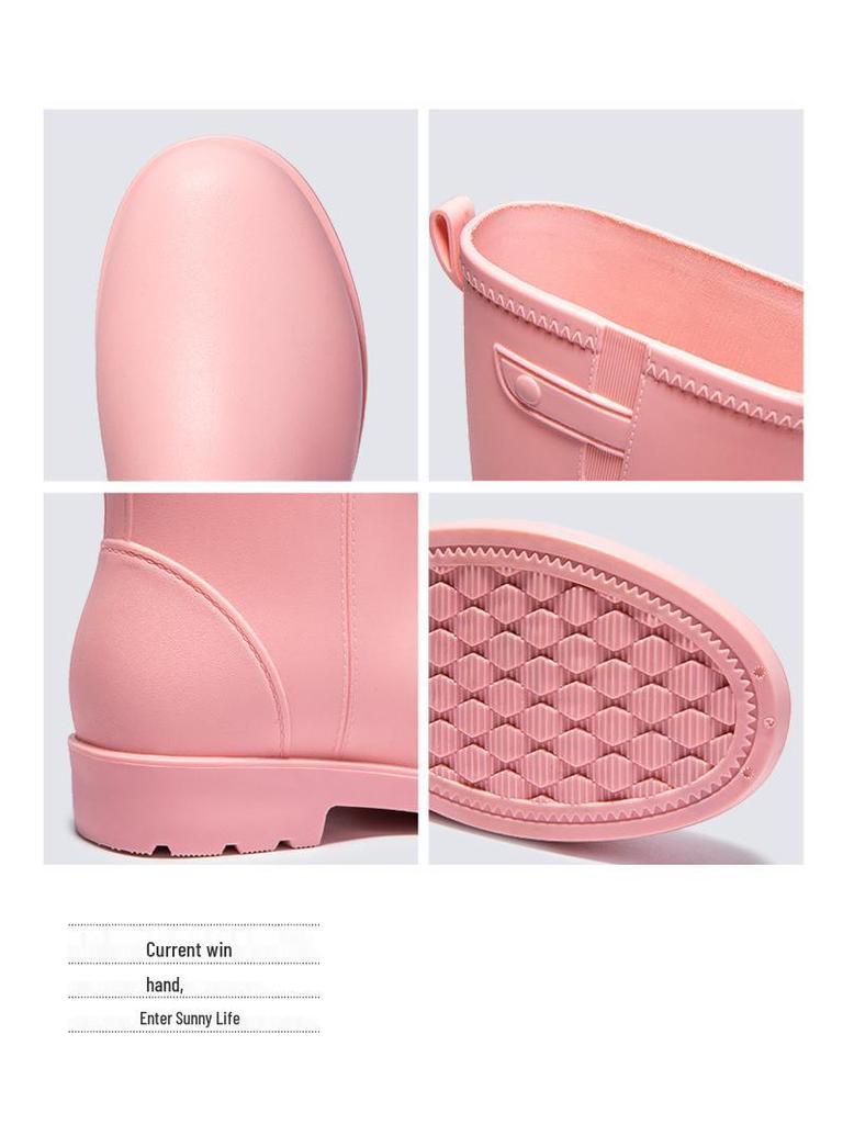 Wasserdichte Rutschfeste Damen-Regenstiefel mit dicker Sohle und Kordelzug
