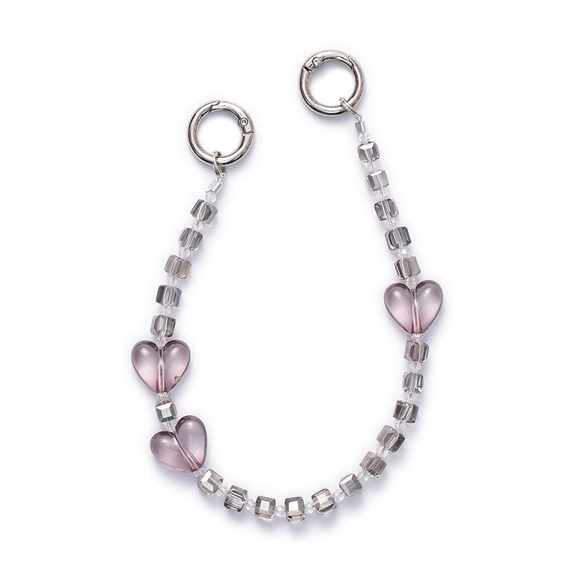 Hart Kristal Kralen Mobiele Telefoon Polsband met Metalen Gesp