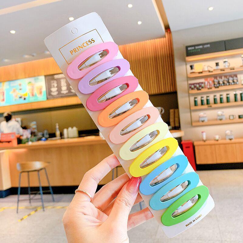 10pcs 5-6cm Candy Color Geometric Waterdrop Square Ornament Hair Clips Women Girls Sweet Hairpins Kids Korean Hair Accessories