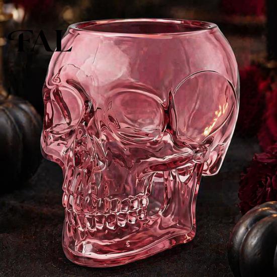 Décoration de bureau Halloween Crâne Gothique Vase Mural, Pot à Fleurs Rose en Résine Translucide, Ornement Transparent Unique, pour Fleurs Sèches Photographie de Maison