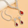 Zinc Zinc Alloy Bridal Jewelry Set Round Droplet Wedding Rhinestone Set Brilliant Necklace Earnail Set  Girls