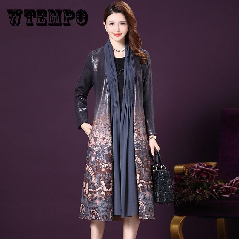 

Женский кардиган с принтом, осенне-зимняя элегантная ветровка с воротником-шарфом, куртка