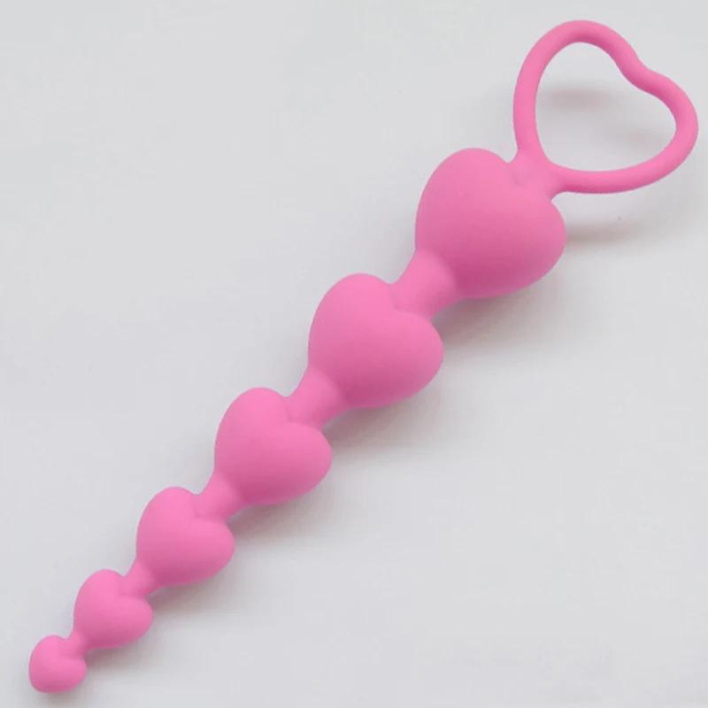 New Heart beads Soft Anal Plug anus Toys Big Balls Silicone G-Spot Stimulating Butt Plugs Adult Sex Couple Sexy