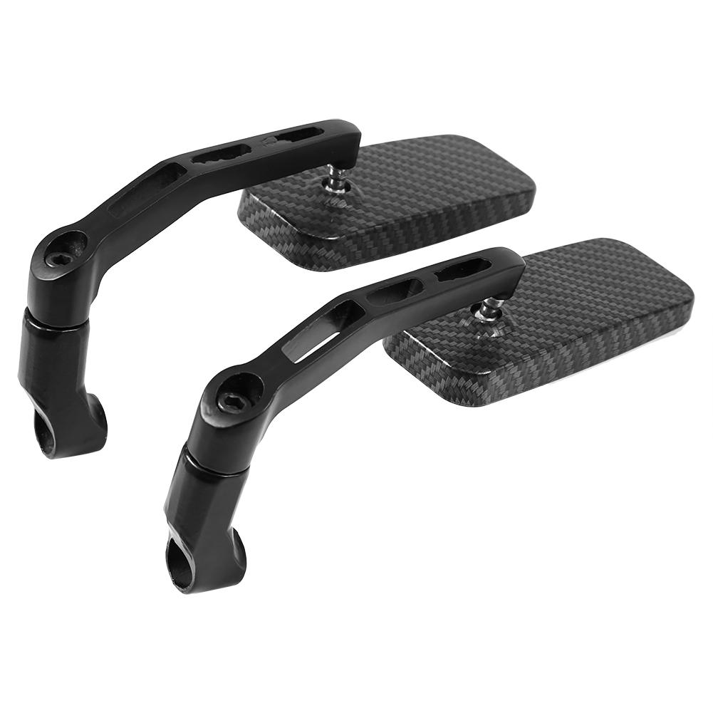 Pair Universal Motorcycle Bike Rectangle Rear View Mirrors 8mm 10mm Carbon Fiber