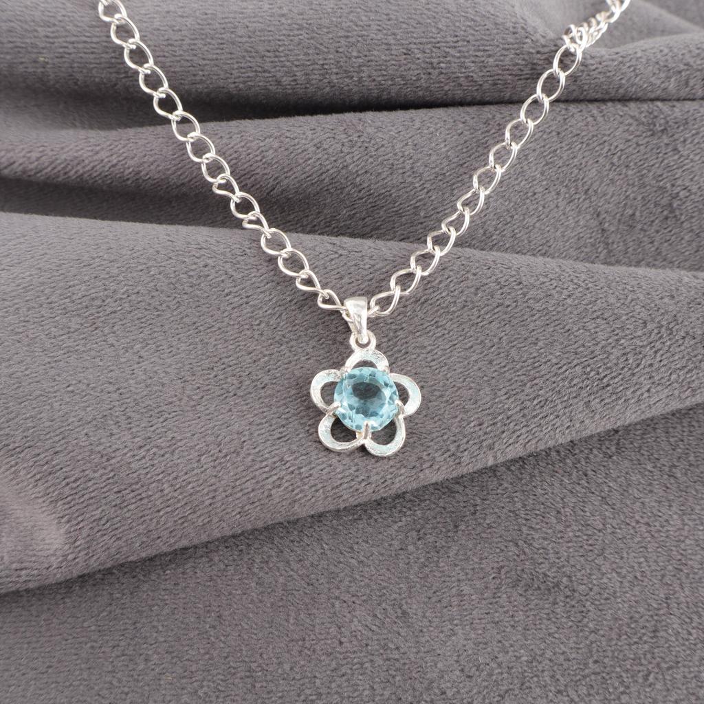 Sky Blue Topaz Gemstone Pendant, Handmade Gorgeous Jewelry, 925 Solid Sterling Silver Jewelry, Everyday Pendant For Wedding Gift