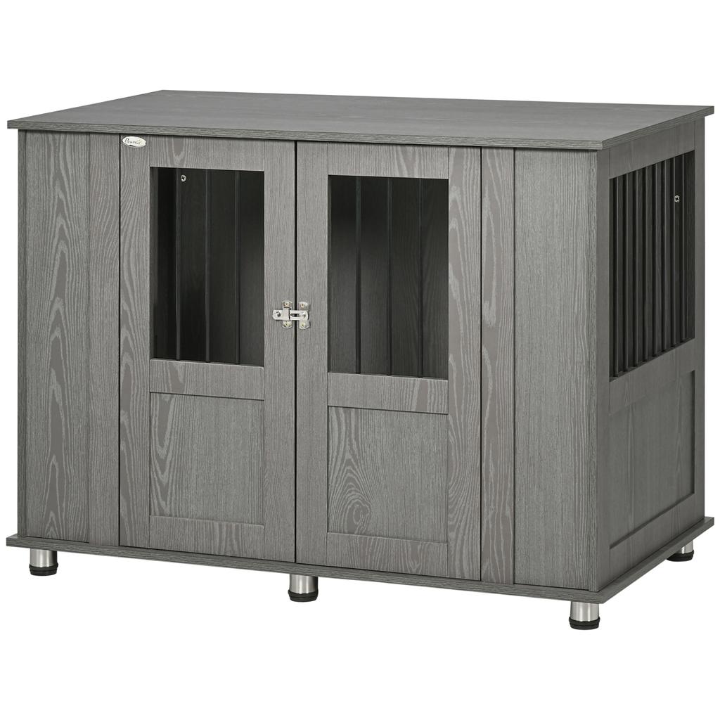 Dog Crate Table for Medium and Large Dogs with Magnetic Door for Indoor Use, 114 x 60 x 82 cm, Grey
