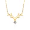 Cao Shi Large Minimalist Antler Pendant Necklace with Zircon Inlay – Women's Classic Christmas Jewelry