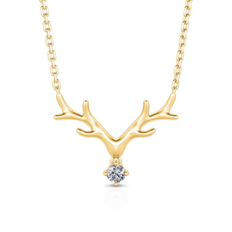 Cao Shi Large Minimalist Antler Pendant Necklace with Zircon Inlay – Women's Classic Christmas Jewelry