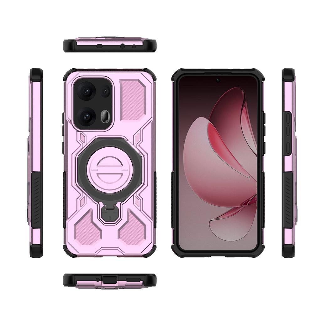 For Oppo Reno13 Pro 5G Magnetic Case Rotating Metal Kickstand PC+TPU Phone Back Cover