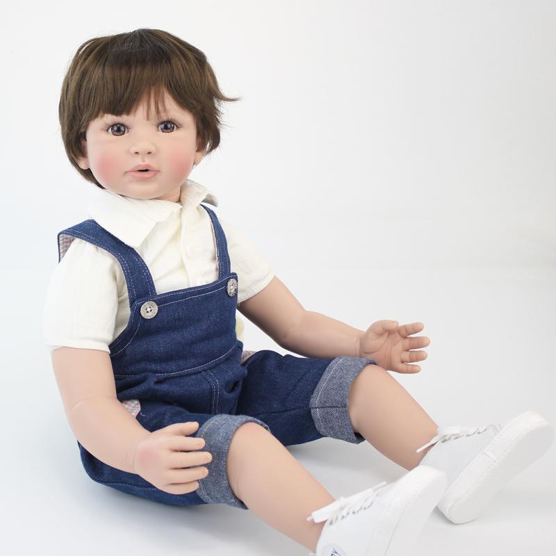 BZDOLL 60cm Reborn Toddler Boy Doll Silicone Vinyl Limbs 24inch Cute Baby Doll Cloth Body Birthday Gift Girls Play House Boneca