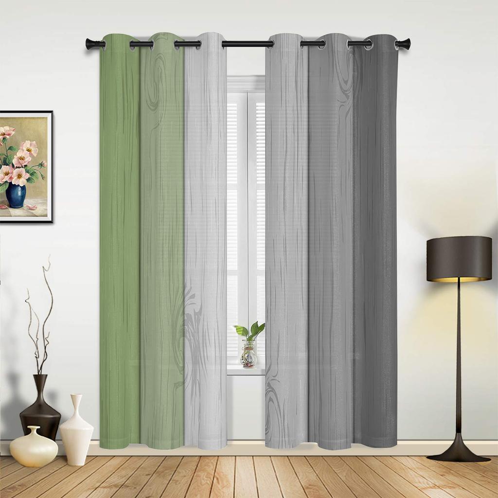 Vintage Khaki Brown Gradual Wood Grain Curtains for Bedroom Living Room Drapes Kitchen Kid's Room Window Curtain Home Decor
