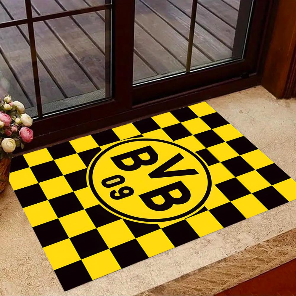 Χαλάκια Αντιολισθητικά με Θέμα Splatter Art - Λογότυπο Bvb 09 - Διακόσμηση Σπιτιού από Πολυεστέρα, Κατάλληλα για Υπνοδωμάτια, Σαλόνια, Εισόδους, Στούντιο και Διακοσμήσεις