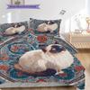 Weißes Katzenmuster Bettwäsche Steppdecke Set Deckenbezug Kissenbezug Heimdekoration Geburtstagsgeschenk (1 Bettbezug + 2 Kissenbezüge, ohne Füllung)