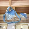 Color Matching Hand-Woven Small Vegetable Basket Bag Fashionable Small Bucket Single Shoulder Oblique Span Bag Exquisite Portable Women'S Bag