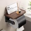 Luxury Walnut Toilet Paper Holder with Shelf and Hook
