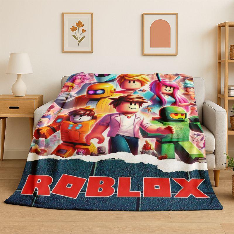 Cartoon R-Robloxs Spiel Gamer Flanelldecke Weiche Warme Überwurfdecke für Schlafzimmer Wohnzimmer Bett Reise Camping Picknick Geschenk