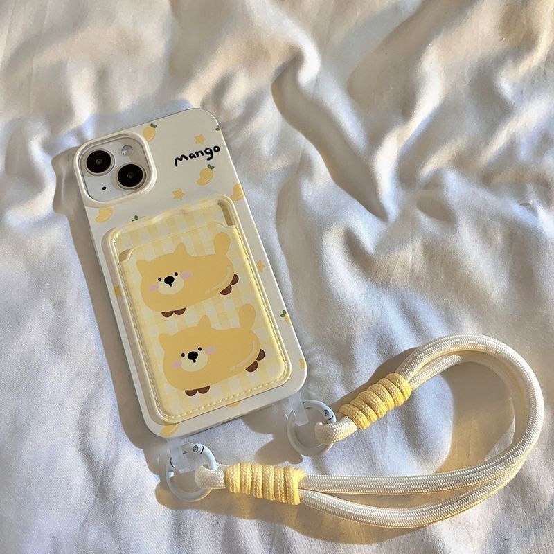 

Cute Mango Puppy Puppy Pickle Card Case Apple 16pro Mobile Phone Case IPhone 15 Pro Case 14 13 Lanyard Card Case Apple 17PROMAX