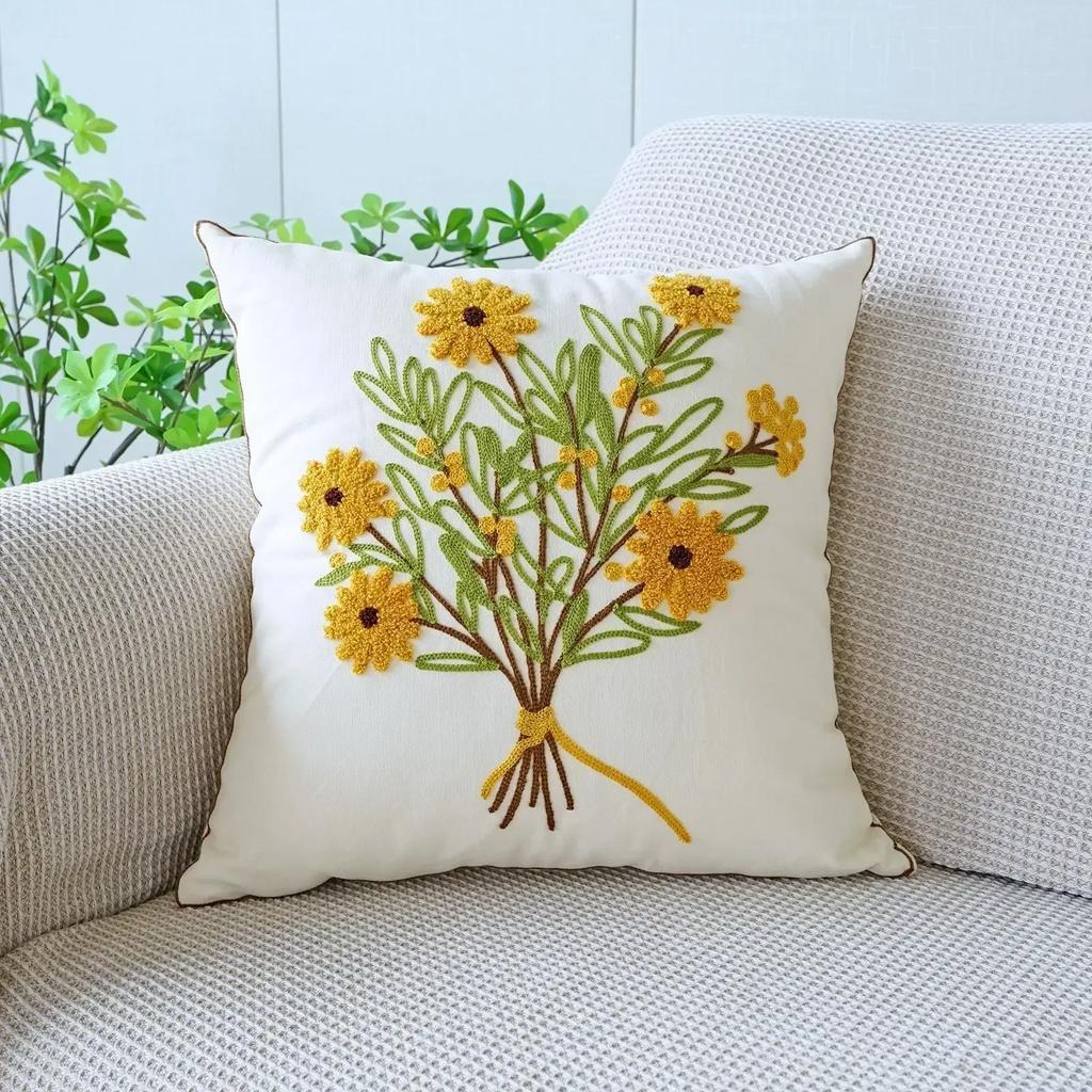 45x45cm Pillowcase Embroidery Flowers Pillow Cover Flower Decorative Pillows Throw Pillow Cases Sofa Living Room Home Decor