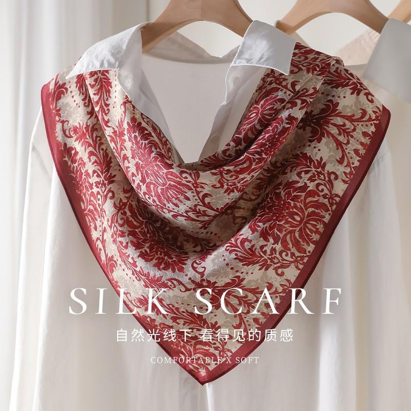 100% Pure Silk Square Scarf With Paisley Print Lightweight Wrap Women