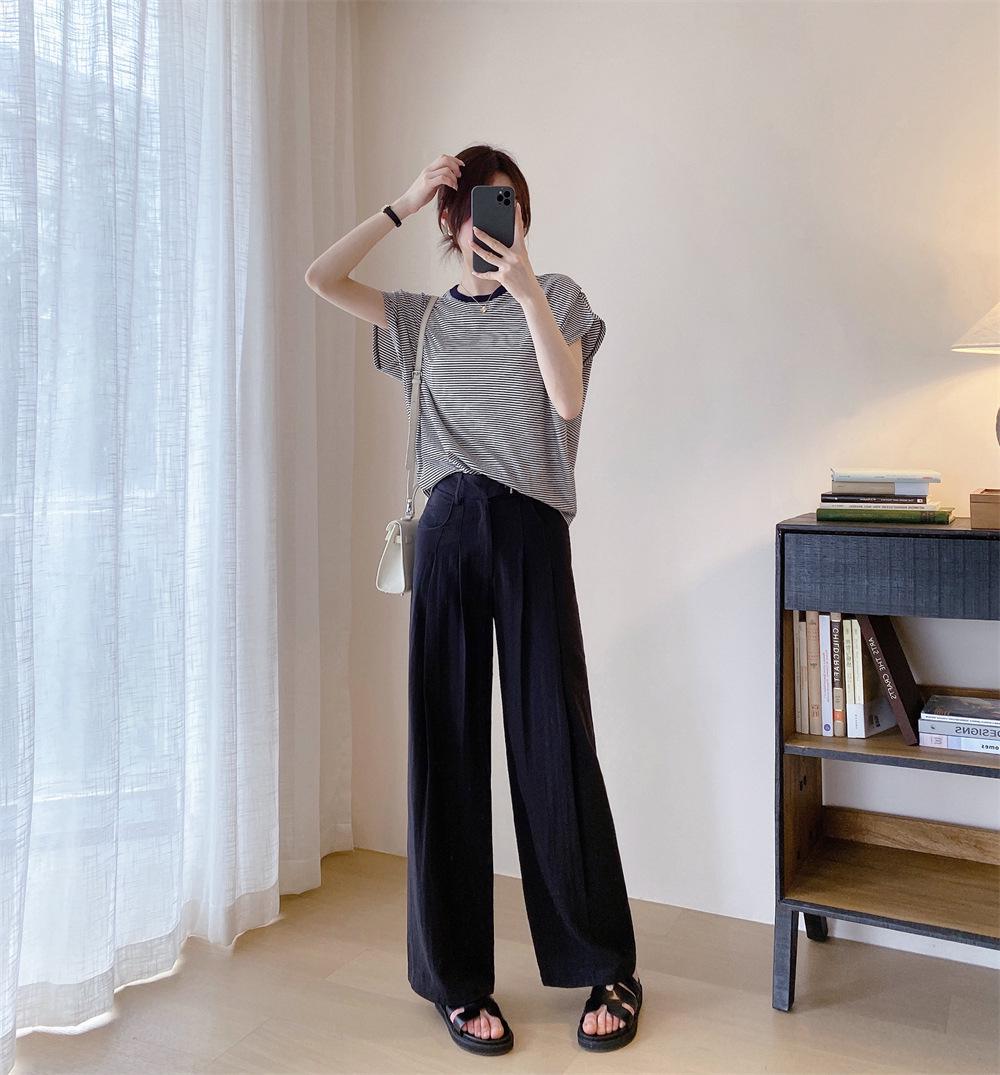 Women s High-End Tencel Linen Wide-Leg Sunscreen Trousers Large чёрный