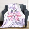 1pc Rabbit Bow Blanket Lightweight Flannel Throw for Sofa Bed Travel Camping Livingroom Office Couch Chair