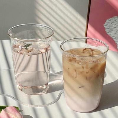 Kubek z żaroodpornego szkła borokrzemowego na wodę, mleko, napoje, sok, mrożone americano lub latte.