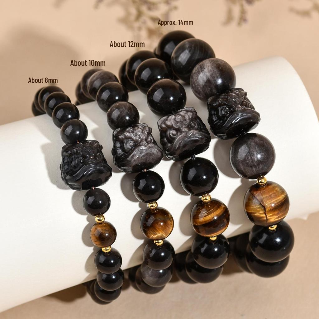 Obsidian Lion Dance Single-Loop Bracelet: Trendy Unisex Bestseller