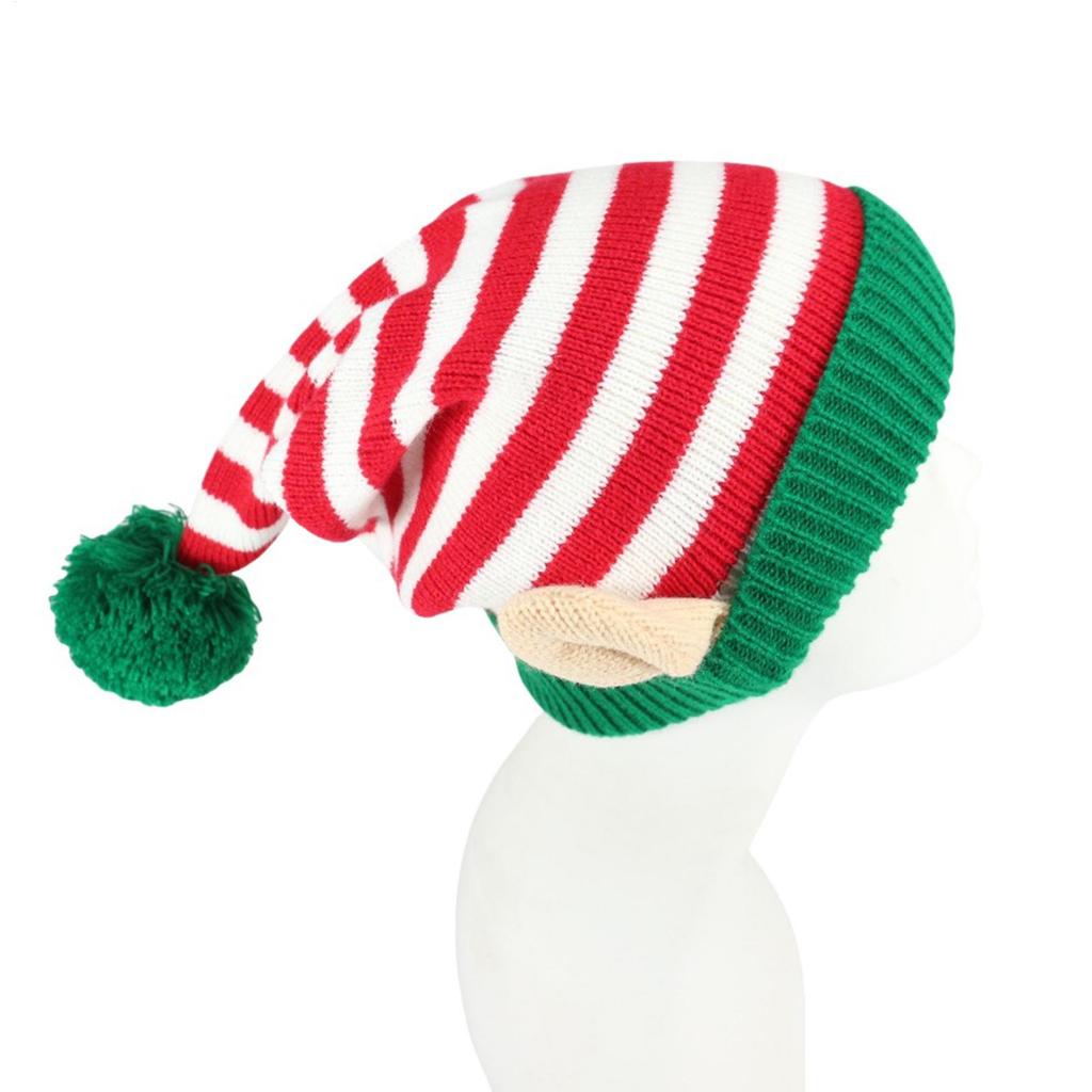 Santa Hat Festive Striped With Ear Christmas Dwarf Hat Adults For Fun Outdoor Cosplay Party Holiday Family Gathering Festival