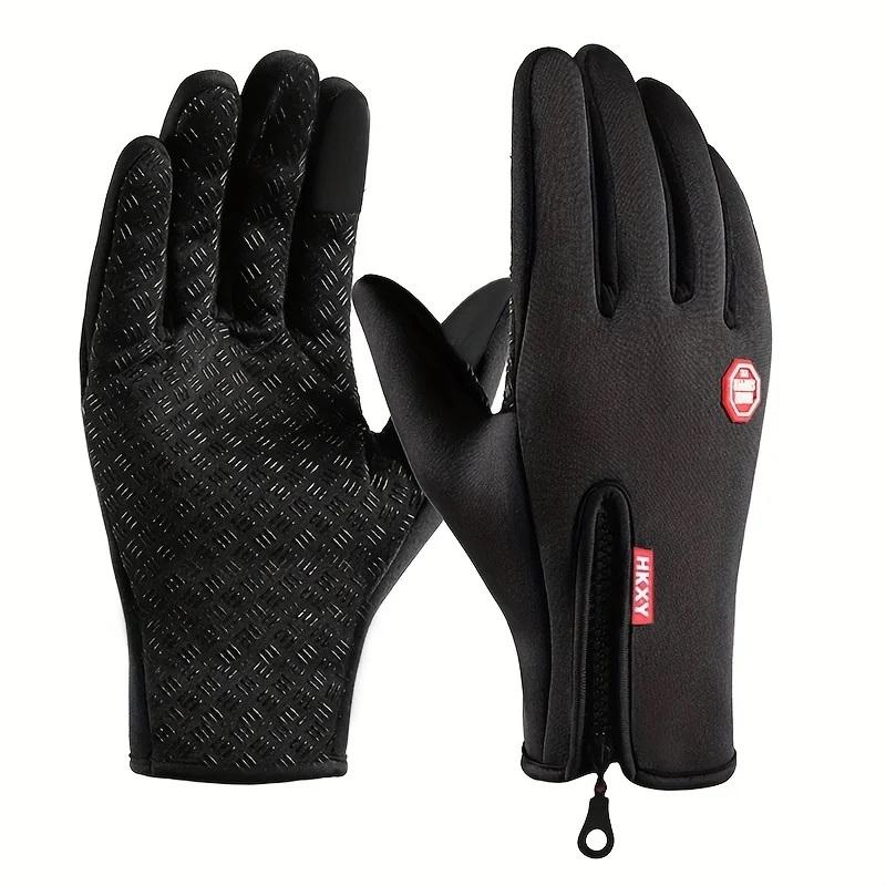 

Touchscreen Winter Warm Cycling Gloves Full-finger Touchscreen Anti-slip Waterproof Outdoor Camping Sports Full-finger Design S чорний