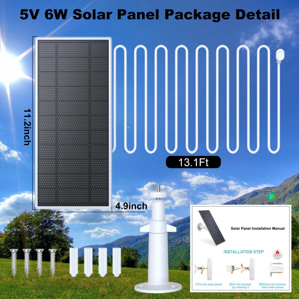 Solar Panel for Google Nest Upgraded Google Nest Cam Indoor Outdoor Solar Charger Flexible Solar Panel with IP65 Waterproof and Feet Fast Charging
