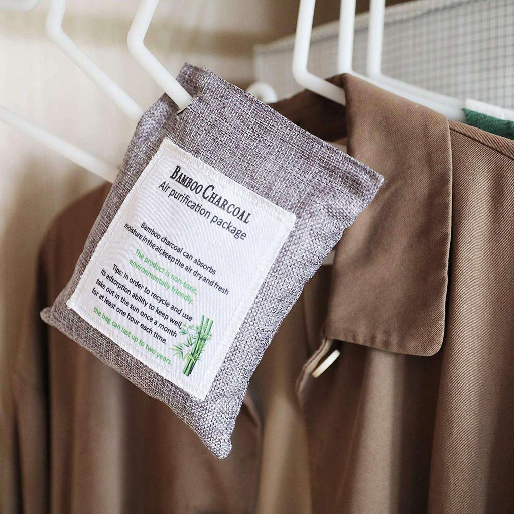 Versatile Activated Bamboo Charcoal Bag Odor Remover 200Gx4, Air Purifying Bags For Home, Car, Closet, Shoes