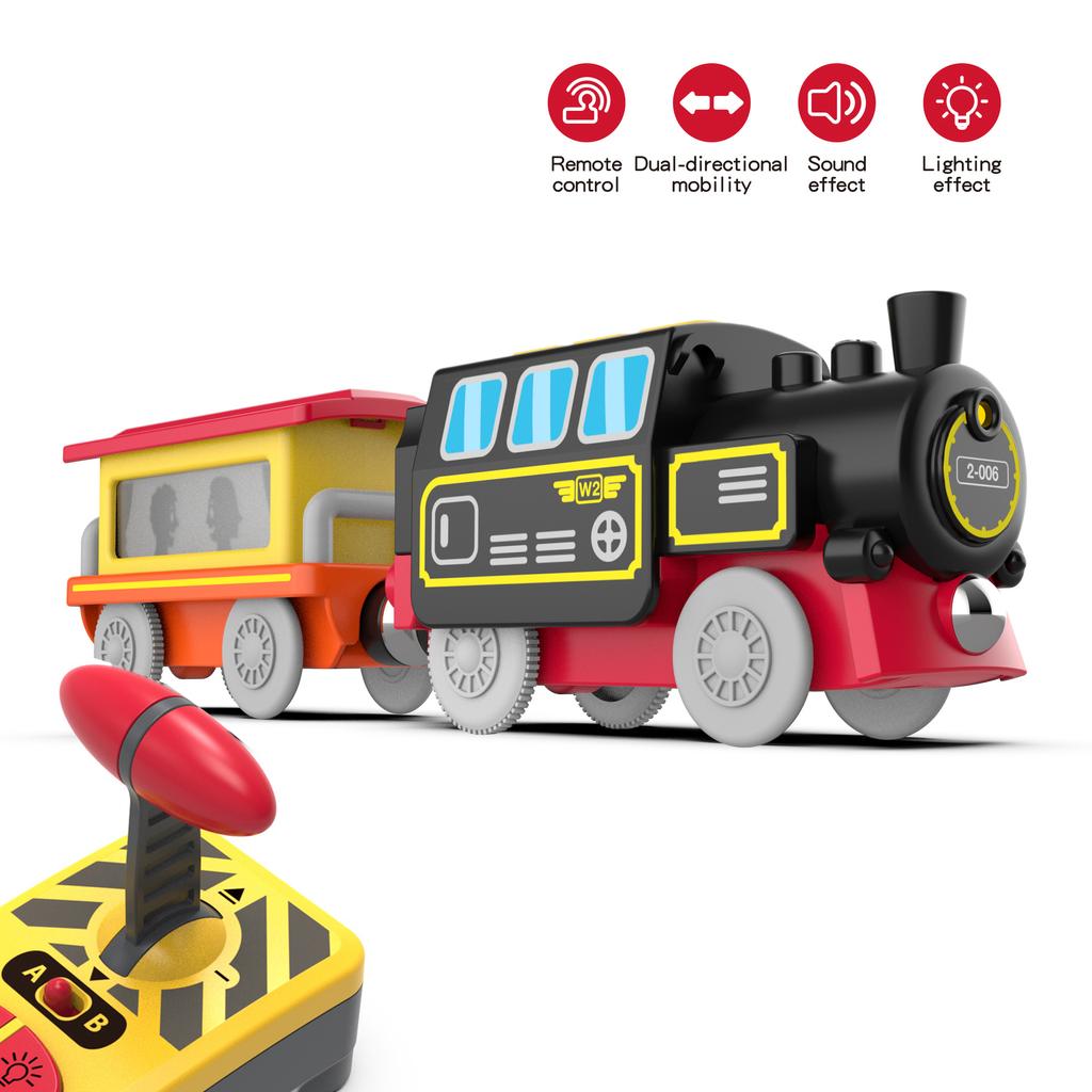 New Style Remote Control Rc Electric Small Train Toys Set Connected With Wooden Railway Track Interesting Present For Children Y