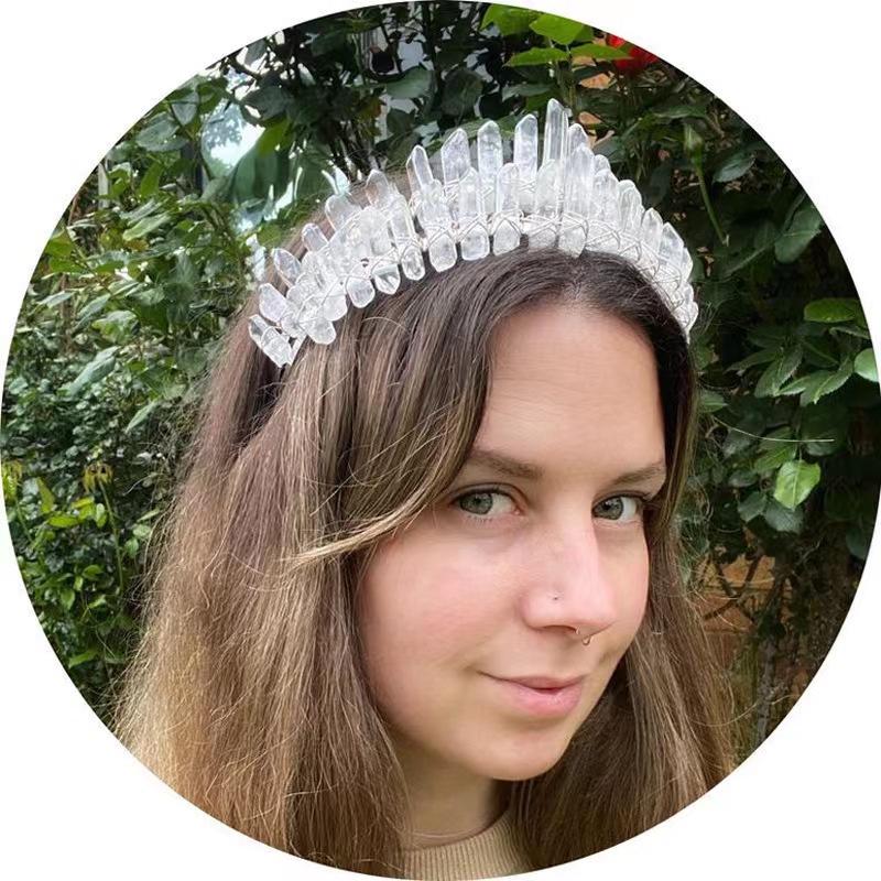 Clear Quartz Headband: Elegant Bridal & Holiday Crown Jewelry Hair Accessory
