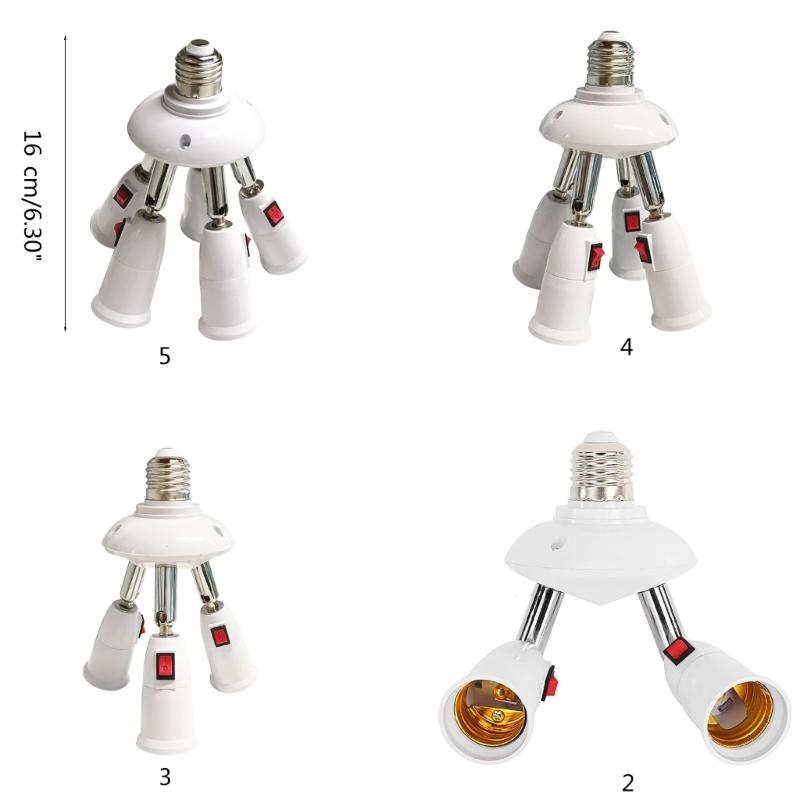 360 Grad verstellbarer 2/3/4/5 in 1 E27 Splitter Steckdosenadapter E27 Standard LED-Birnen verstellbar für Büroflur