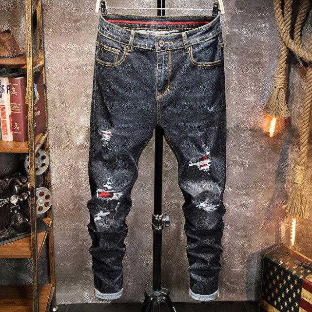Temporadas 2021 New Men 'S Fashion Hip -Hop Jeans Korean Style Business  Casual Stretch Straight Denim Pantalones Masculinos Marca Slim Pants  comprar a buen precio — entrega gratuita, reseñas reales con fotos — Joom