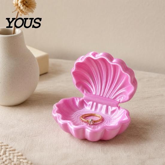 Shell Jewelry Organizer 3D Printed Pearl Box with Dust-Proof Flip-Top Cover Durable Anti-Fall Design Compact for Rings Earrings Necklaces