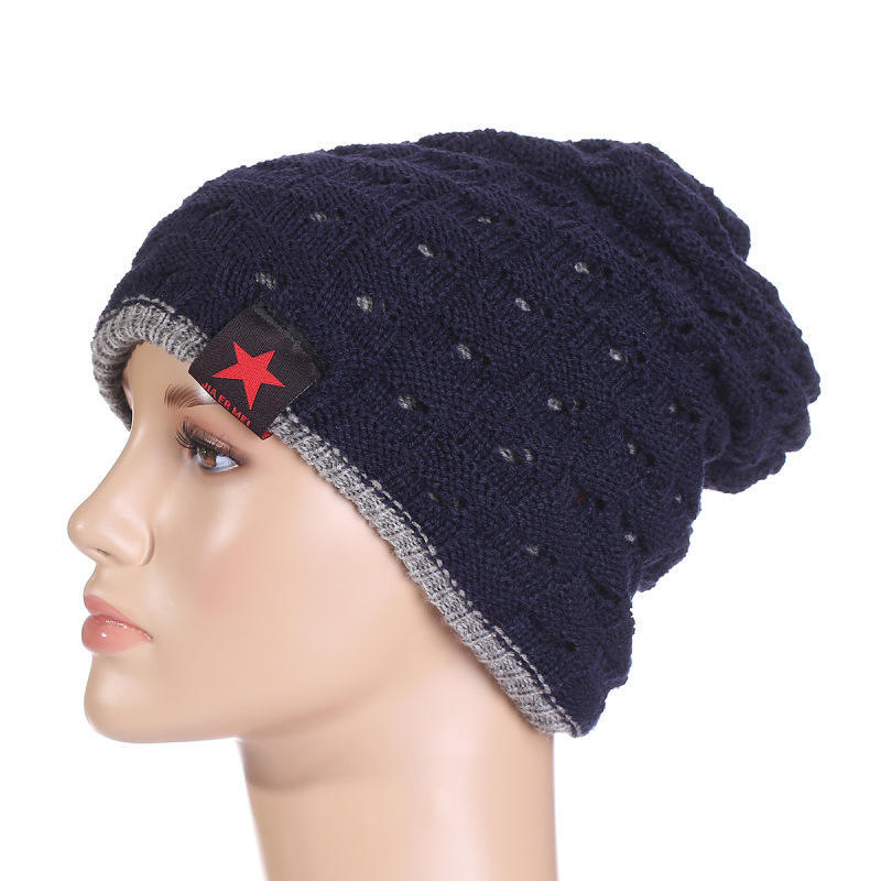 Winter Warm Men Star Skull Chunky Hat Women Knit Beanie Reversible Baggy Snow Cap Male Oversize Cap Warm Causal Accessories