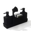 6Pcs/set Soap Bottle Storage Tray Brush Set with Storage Compartment Portable Pump Bottle for Organizer Home Sink Kitchen