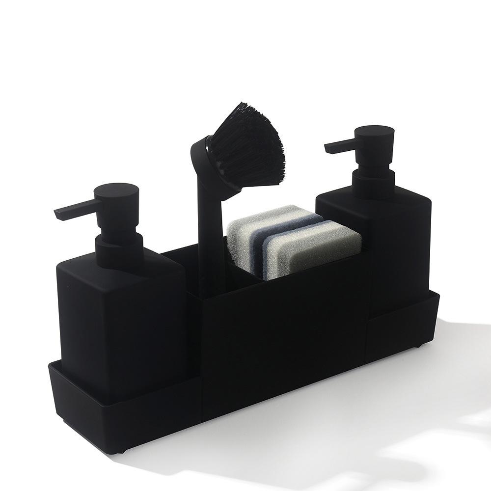 6Pcs/set Soap Bottle Storage Tray Brush Set with Storage Compartment Portable Pump Bottle for Organizer Home Sink Kitchen