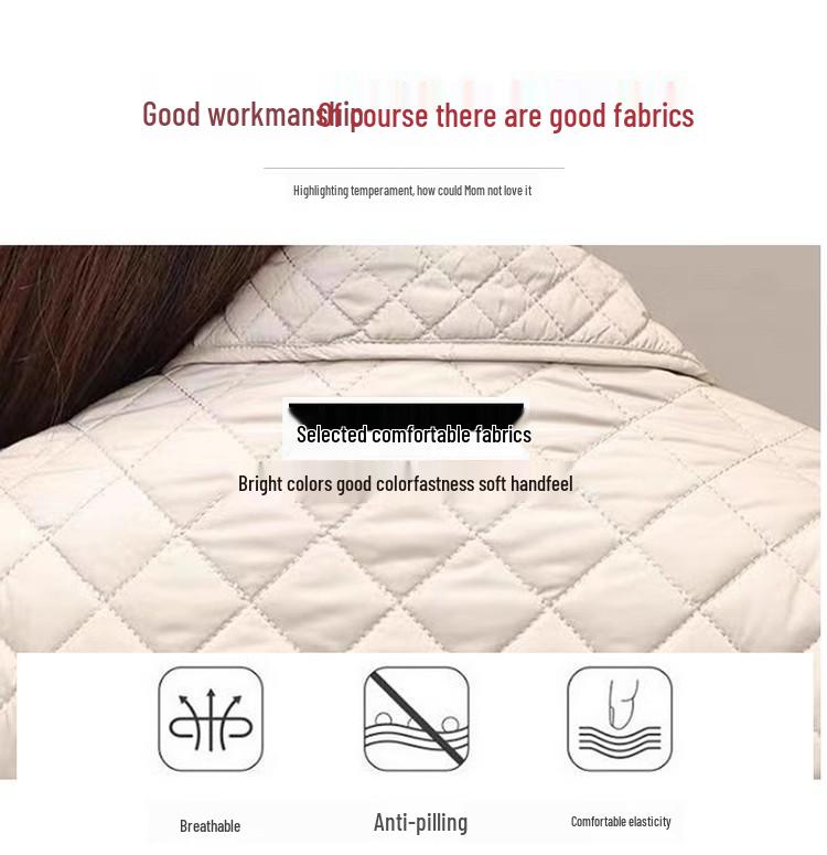 2025 Women's Elegant Quilted Diamond Jacket - Autumn/Winter Lightweight Casual Style