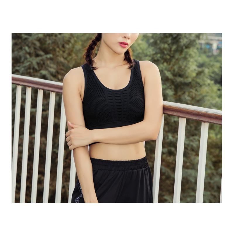 Women Seamless Back Mesh Sports Bra Breathable Quick Dry Shockproof For Yoga Running Fitness