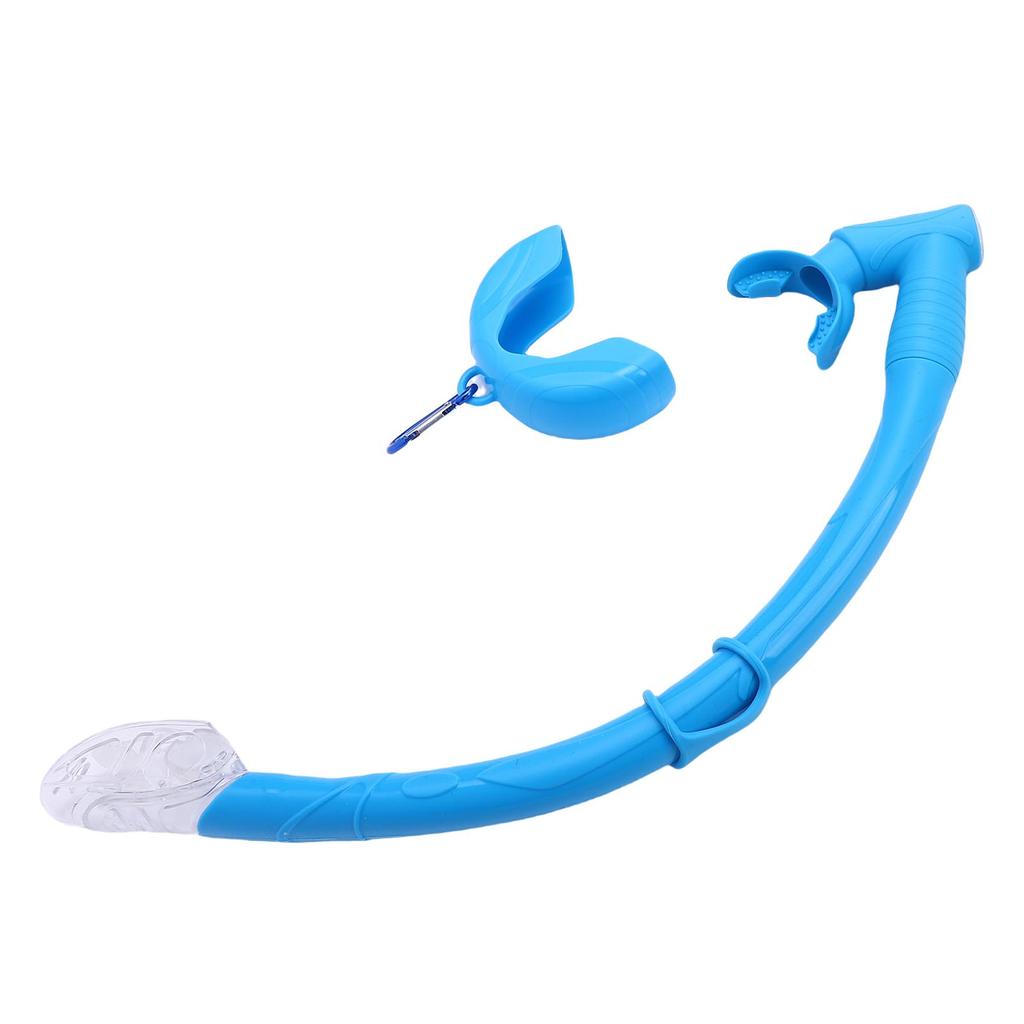 Freediving Snorkel 2 in 1 Silicone Streamlined Soft Flexible Roll Up Folding Snorkel Tube for Scuba Diving Blue