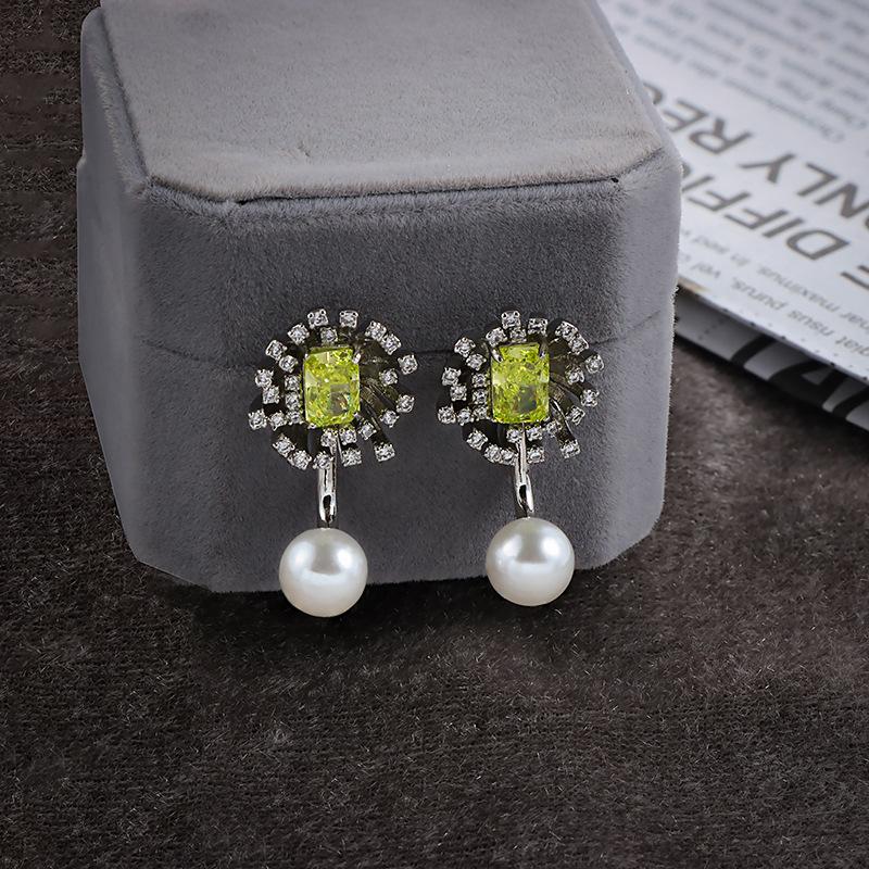 

New Papalacha Ice Cut Pearl Earrings Stamp Premium Green High Carbon Diamond Stud Wedding Party Jewelry Gift