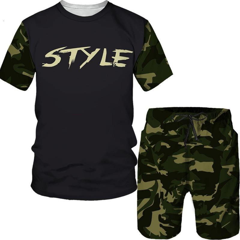 

Men s Camouflage T-shirts Shorts 2-Piece Sets 3D Camo Print Tracksuit Outfits Fashion Casual Man Women Plus Size Sportwear Suits 6XL